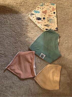 Parker Baby Bandana Bib Set - Pastel Green, Pink, Yellow & Woodland Print